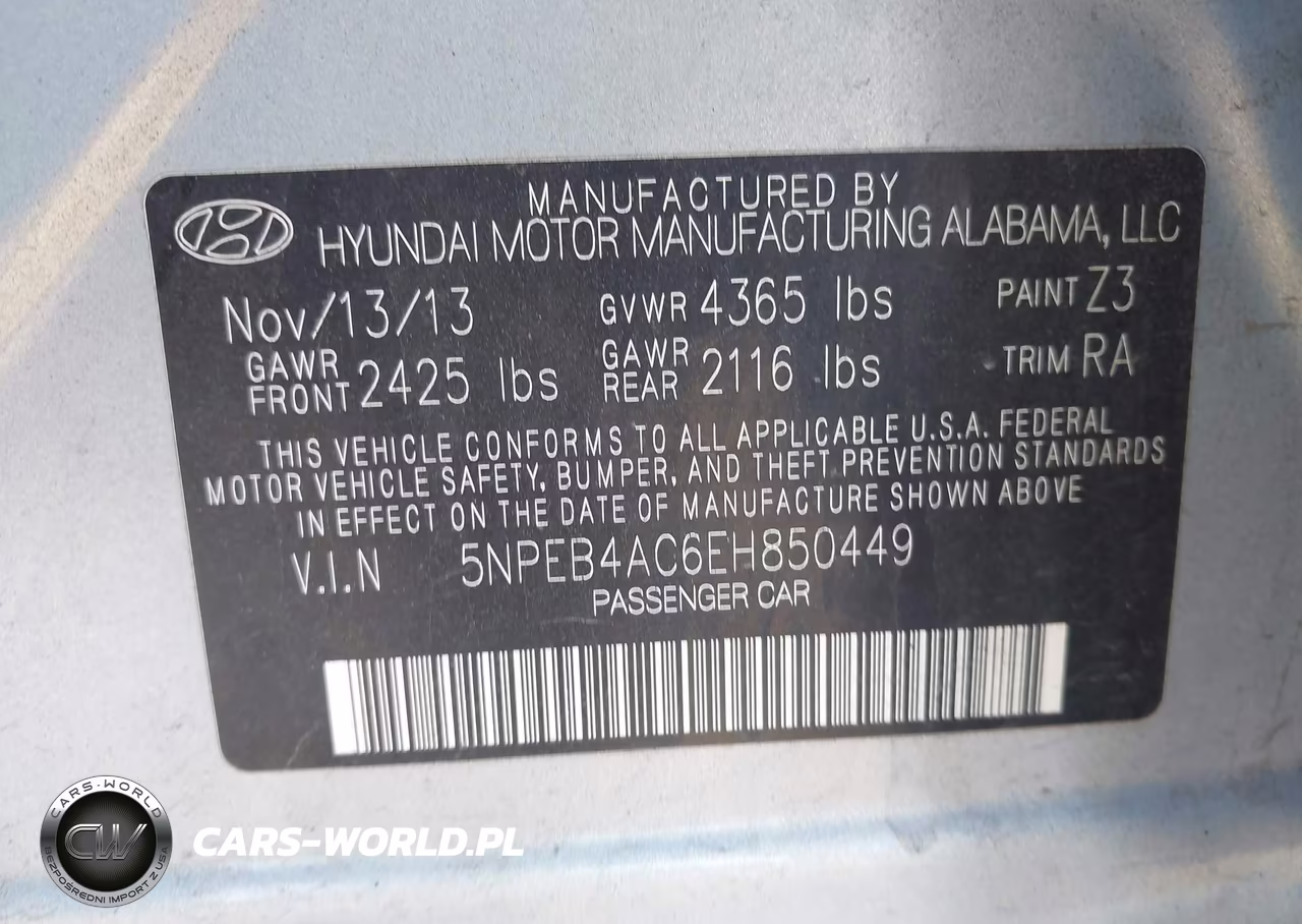2014 Hyundai Sonata Gls VIN:5NPEB4AC6EH850449 - 9