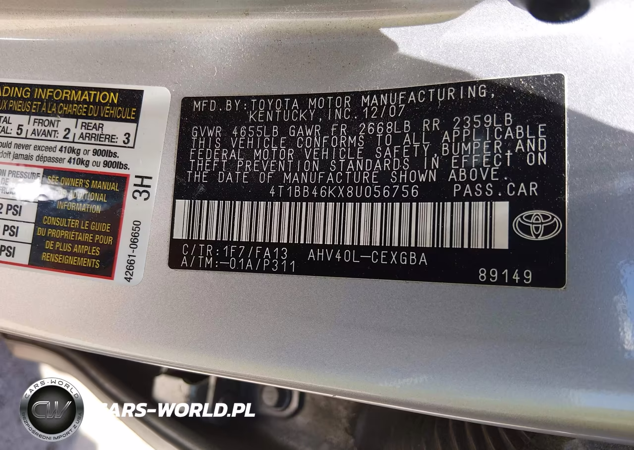 2008 Toyota Camry Hybrid VIN:4T1BB46KX8U056756 - 9