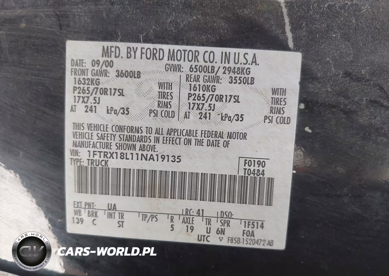 2001 Ford F-150 Lariat-Xl-Xlt VIN:1FTRX18L11NA19135 - 9