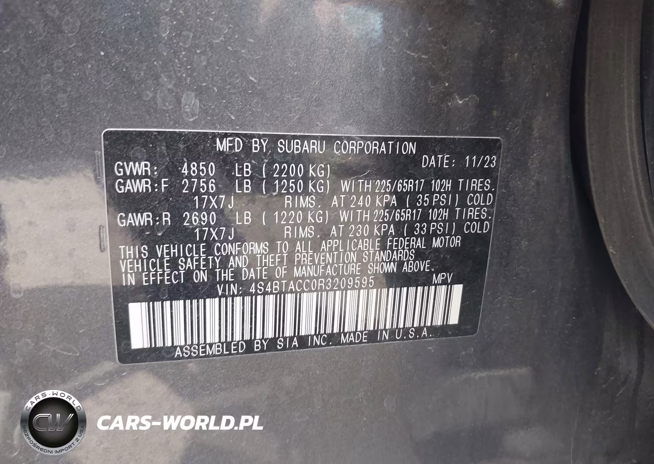 2024 Subaru Outback Premium VIN:4S4BTACC0R3209595 - 9