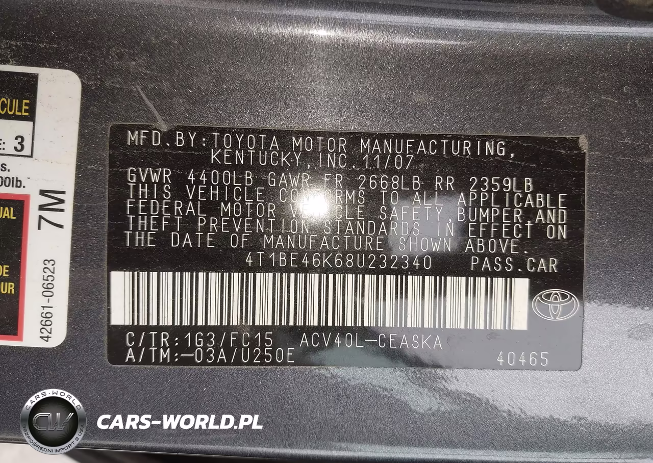 2008 Toyota Camry Se VIN:4T1BE46K68U232340 - 9