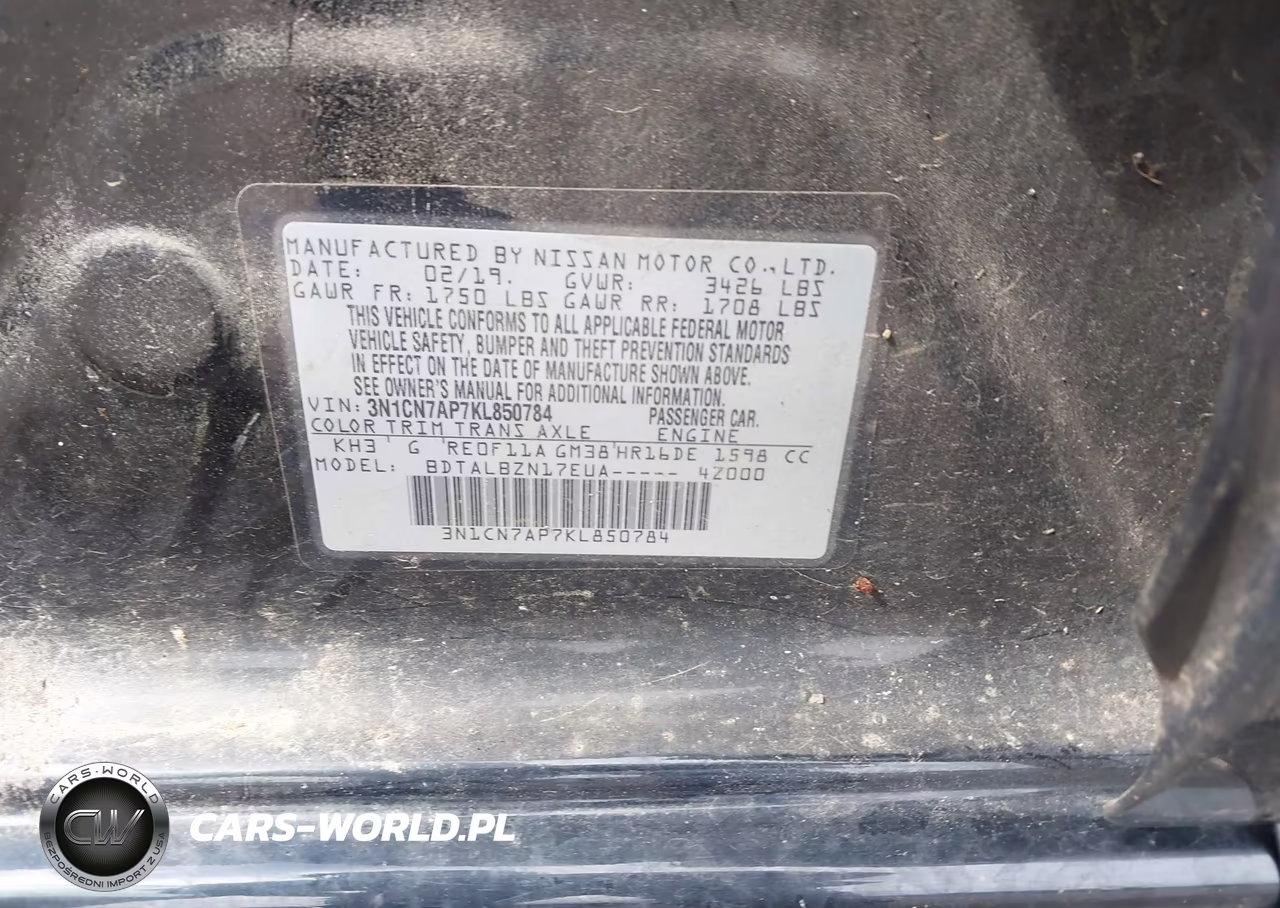 2019 Nissan Versa 1.6 Sv VIN:3N1CN7AP7KL850784 - 9