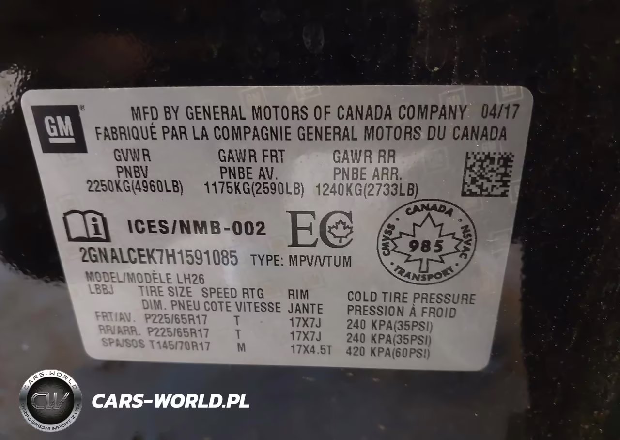 2017 Chevrolet Equinox Lt VIN:2GNALCEK7H1591085 - 9