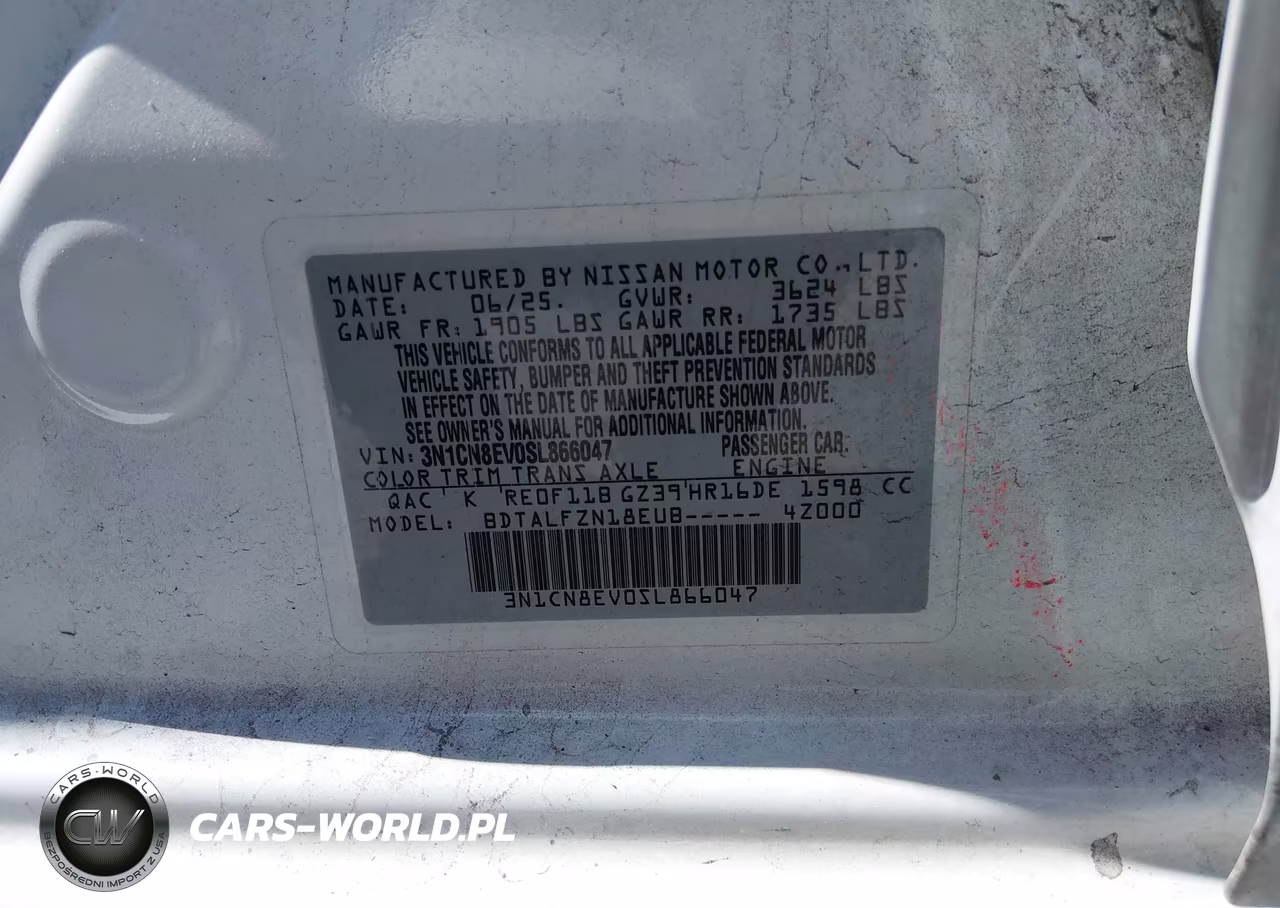2025 Nissan Versa 1.6 Sv VIN:3N1CN8EV0SL866047 - 9