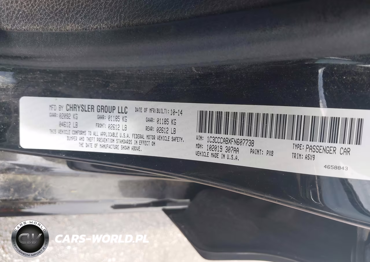2015 Chrysler 200 Limited VIN:1C3CCCABXFN607738 - 9
