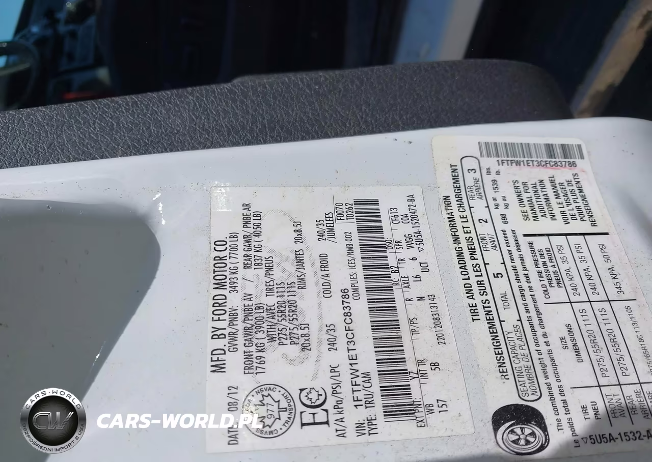 2012 Ford F-150 Fx4 VIN:1FTFW1ET3CFC83786 - 9