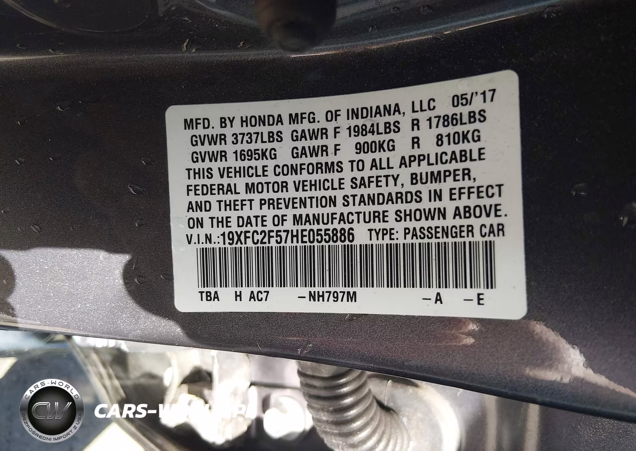 2017 Honda Civic Lx VIN:19XFC2F57HE055886 - 9