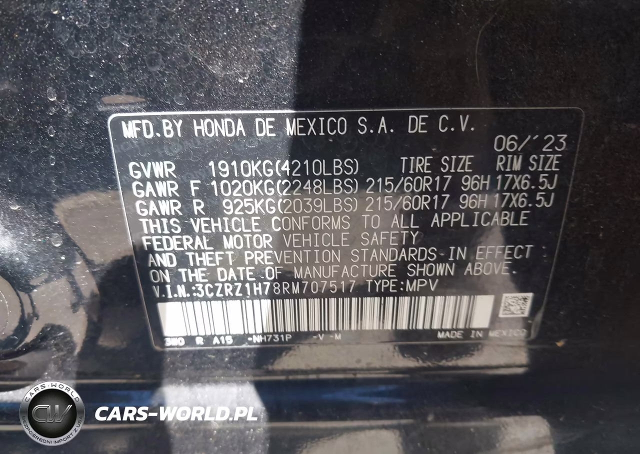 2024 Honda Hr-V 2Wd Ex-L-2Wd Ex-L W-O Bsi VIN:3CZRZ1H78RM707517 - 9