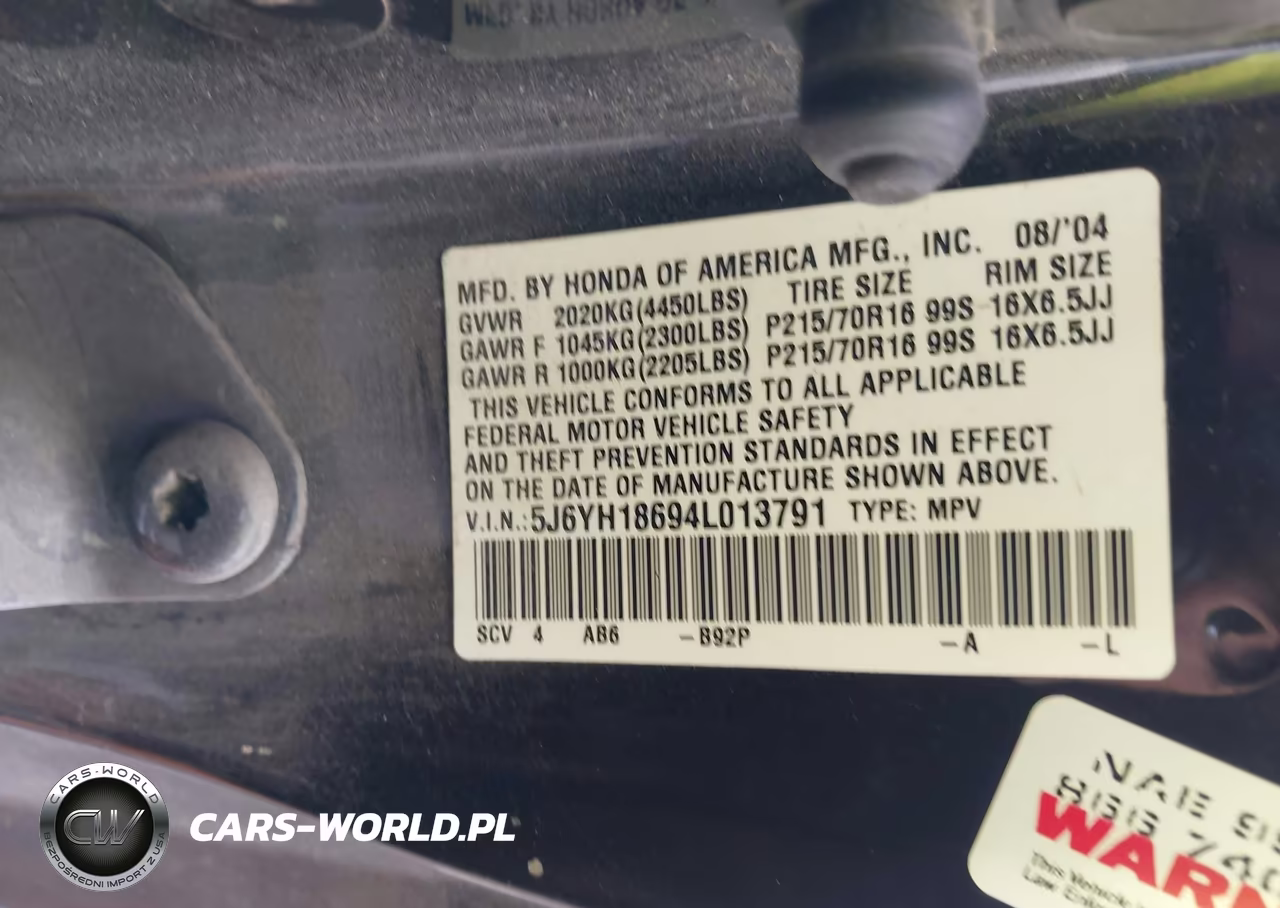 2004 Honda Element Ex VIN:5J6YH18694L013791 - 9