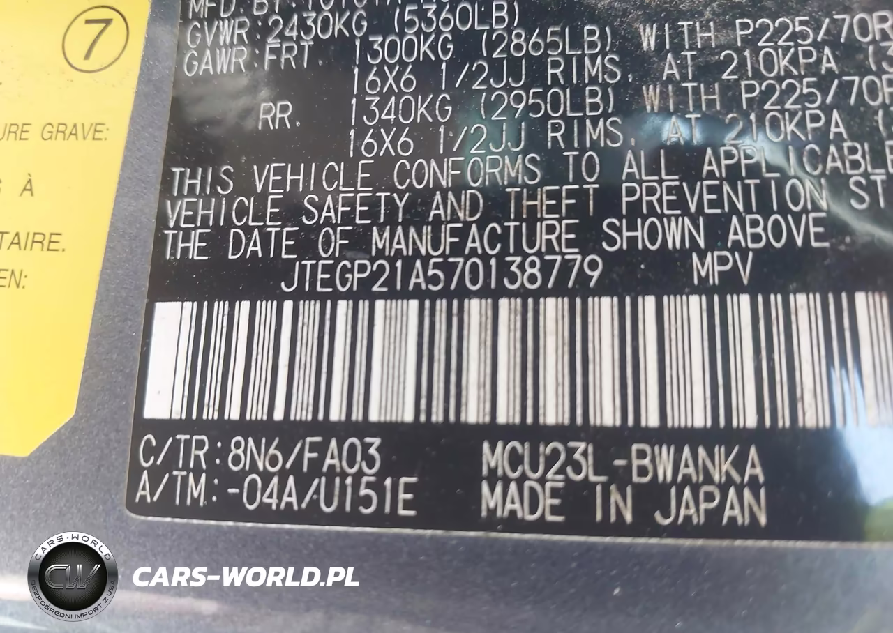 2007 Toyota Highlander V6 VIN:JTEGP21A570138779 - 9