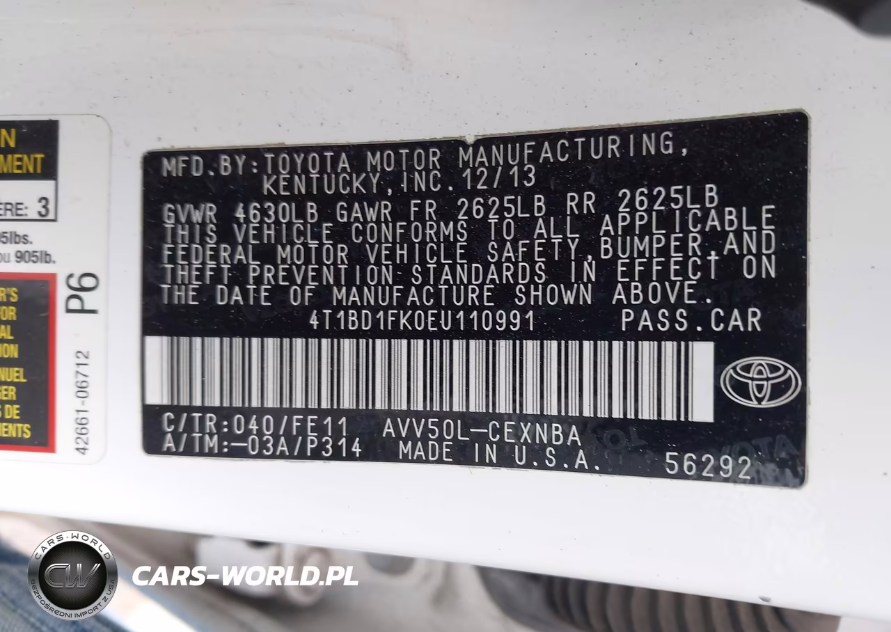 2014 Toyota Camry Hybrid Le VIN:4T1BD1FK0EU110991 - 9