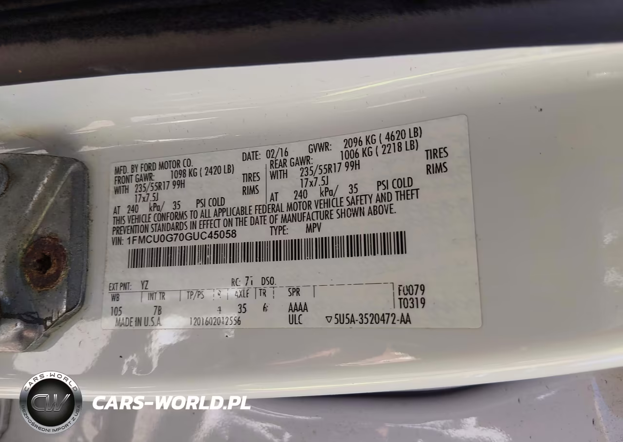 2016 Ford Escape Se VIN:1FMCU0G70GUC45058 - 9