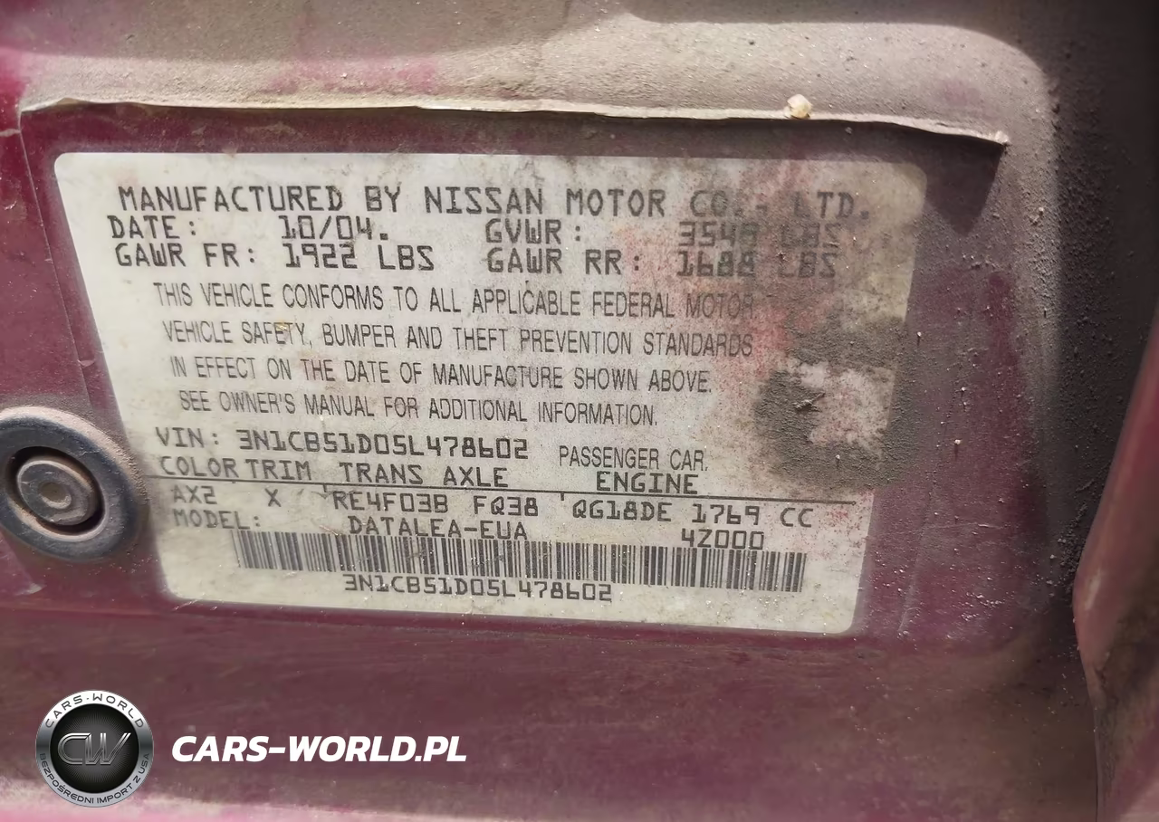 2005 Nissan Sentra 1.8S VIN:3N1CB51D05L478602 - 9