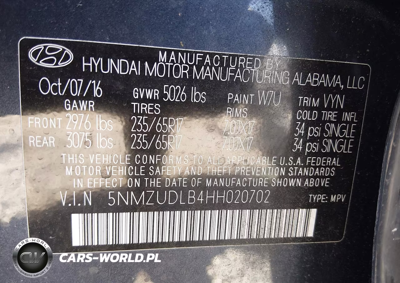 2017 Hyundai Santa Fe Sport 2.4L VIN:5NMZUDLB4HH020702 - 9