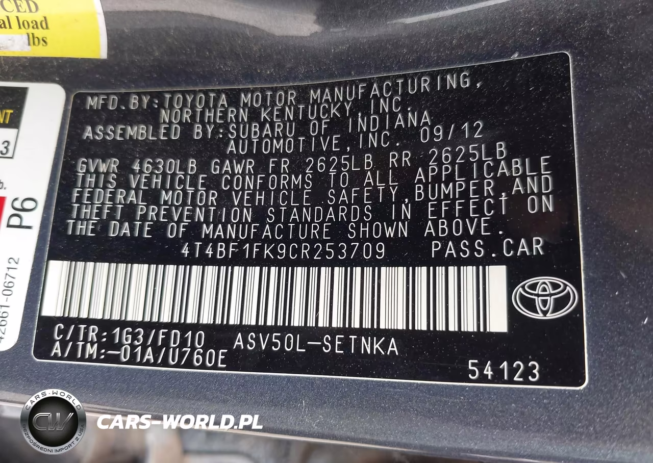 2012 Toyota Camry Le VIN:4T4BF1FK9CR253709 - 9