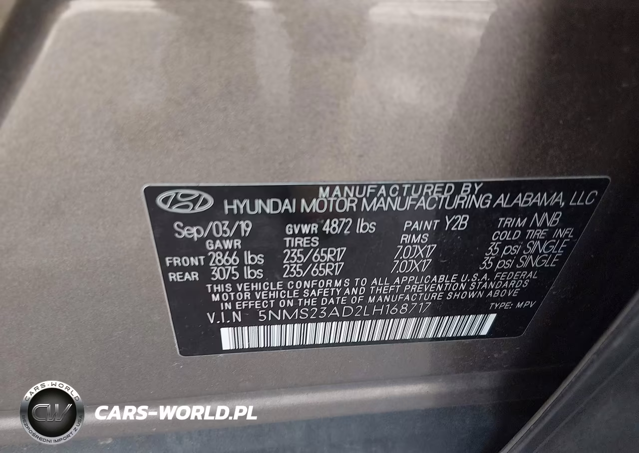 2020 Hyundai Santa Fe Se VIN:5NMS23AD2LH168717 - 9