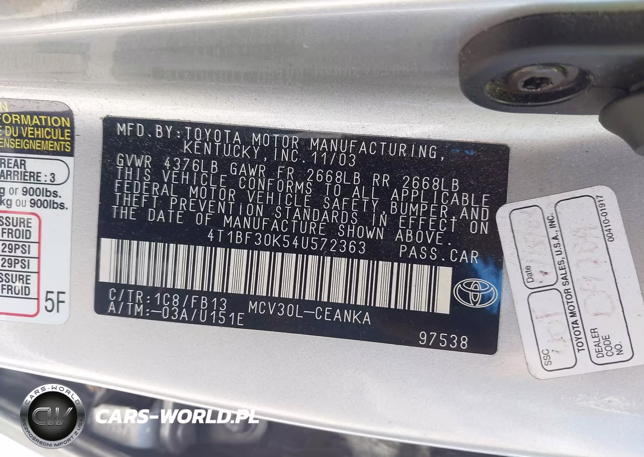 2004 Toyota Camry Le-Xle-Se VIN:4T1BF30K54U572363 - 9