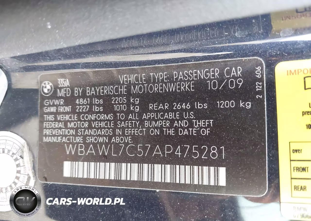 2010 BMW 335I VIN:WBAWL7C57AP475281 - 9