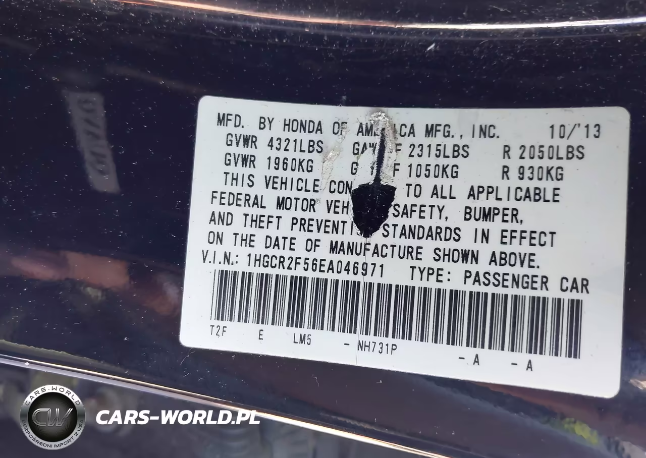 2014 Honda Accord Sport VIN:1HGCR2F56EA046971 - 9