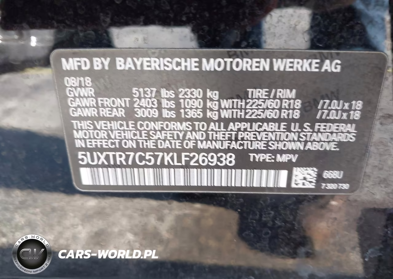 2019 BMW X3 Sdrive30I VIN:5UXTR7C57KLF26938 - 9
