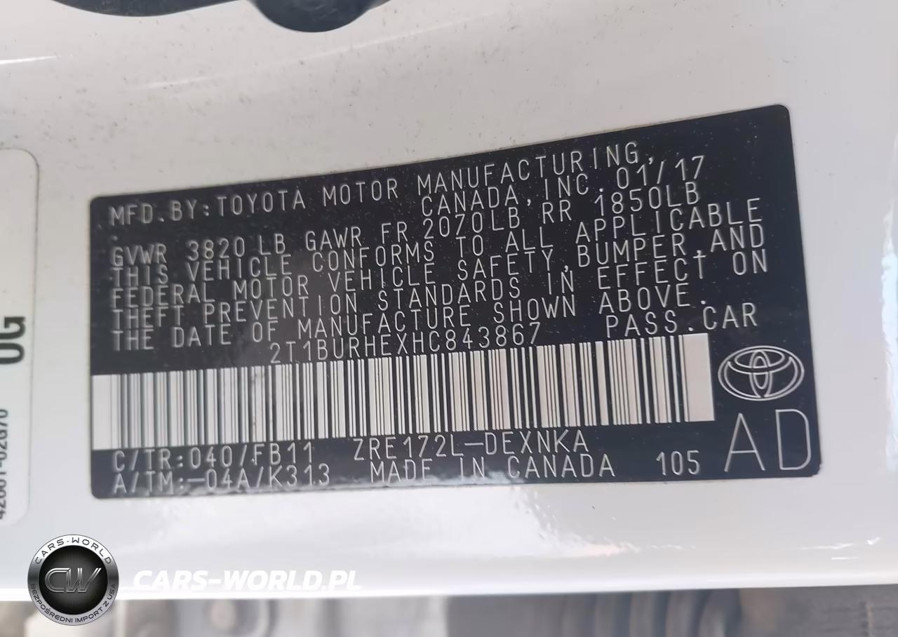 2017 Toyota Corolla Le VIN:2T1BURHEXHC843867 - 9