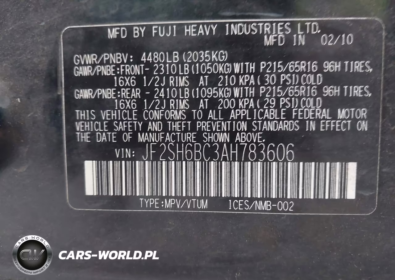 2010 Subaru Forester 2.5X VIN:JF2SH6BC3AH783606 - 9