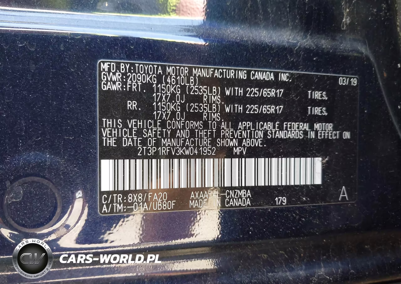 2019 Toyota Rav4 Xle VIN:2T3P1RFV3KW041952 - 9