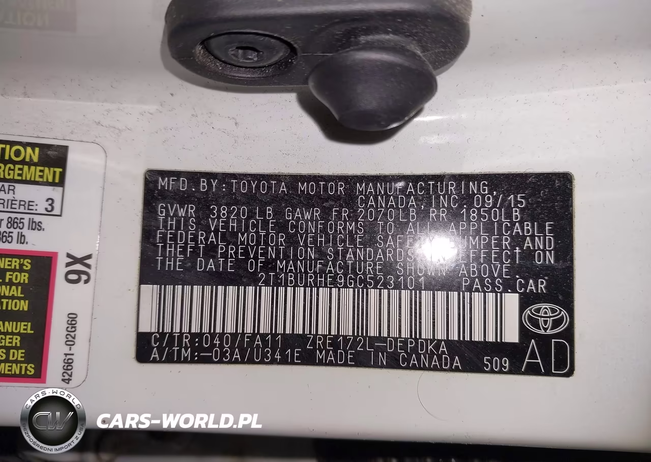 2016 Toyota Corolla L VIN:2T1BURHE9GC523101 - 9