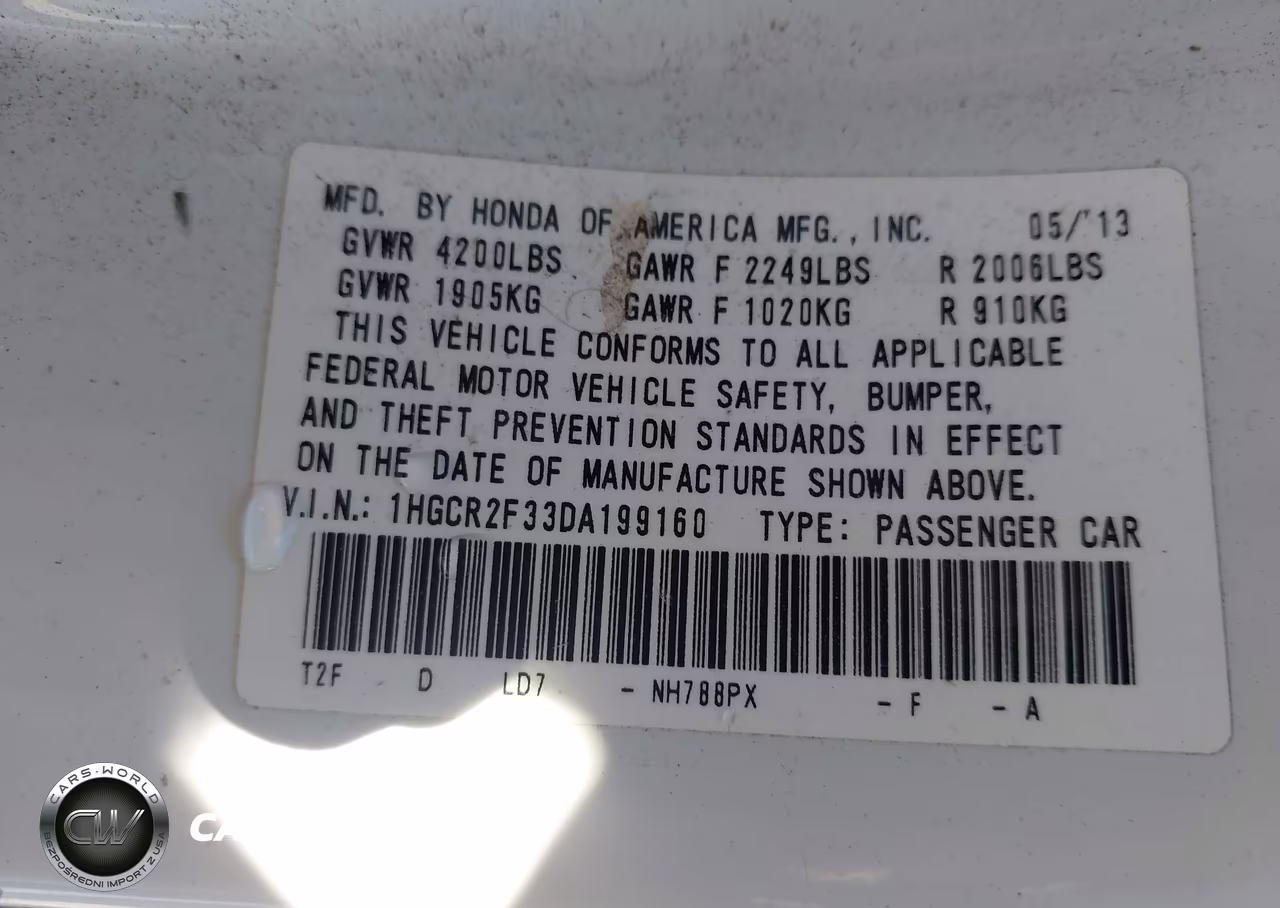 2013 Honda Accord Lx VIN:1HGCR2F33DA199160 - 9