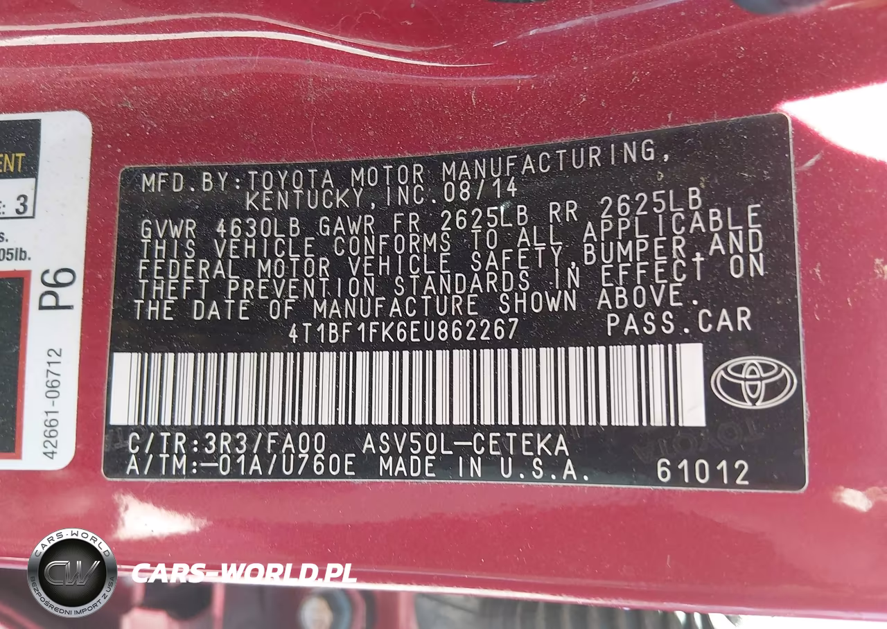2014 Toyota Camry L VIN:4T1BF1FK6EU862267 - 9