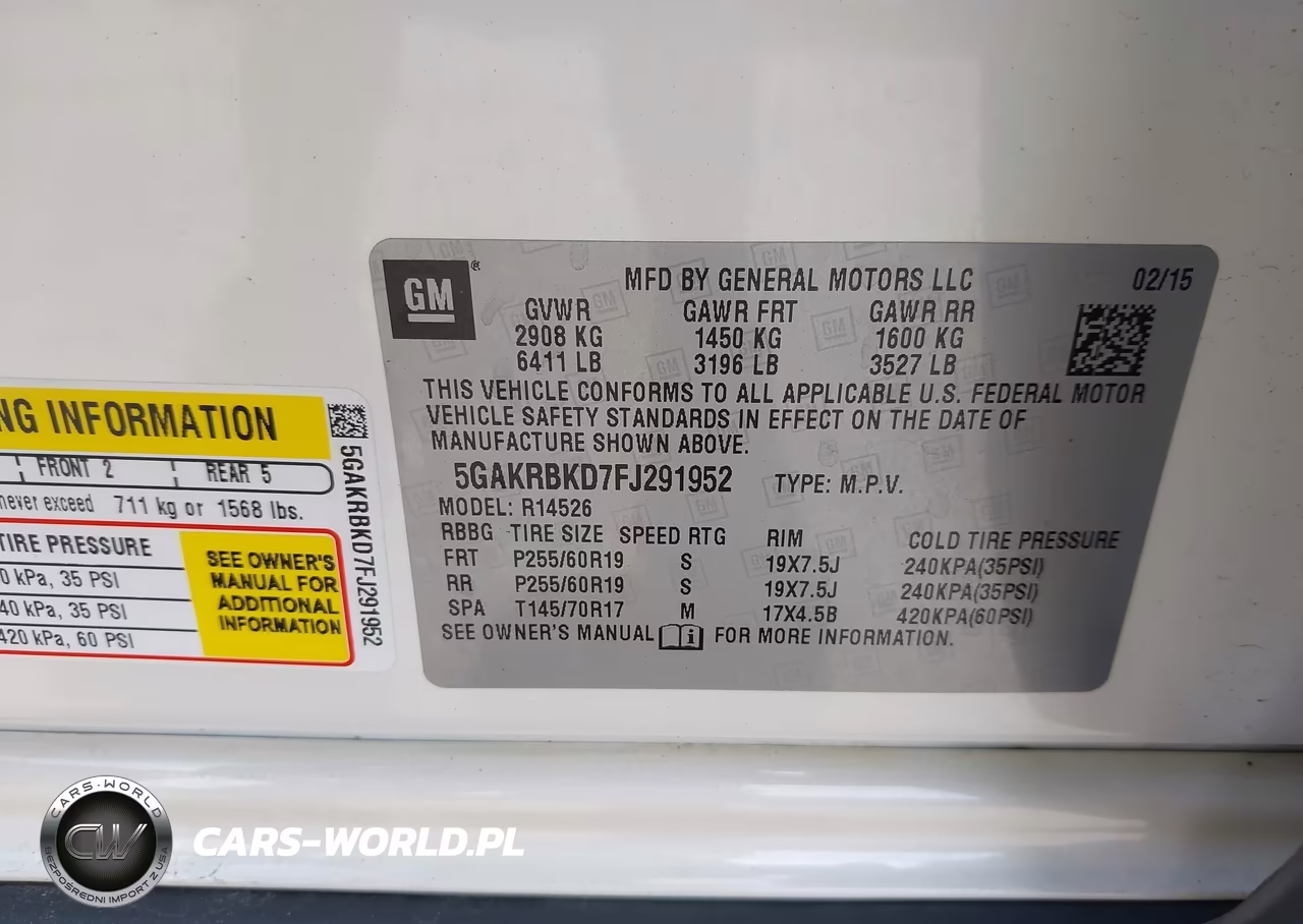 2015 Buick Enclave Leather VIN:5GAKRBKD7FJ291952 - 9