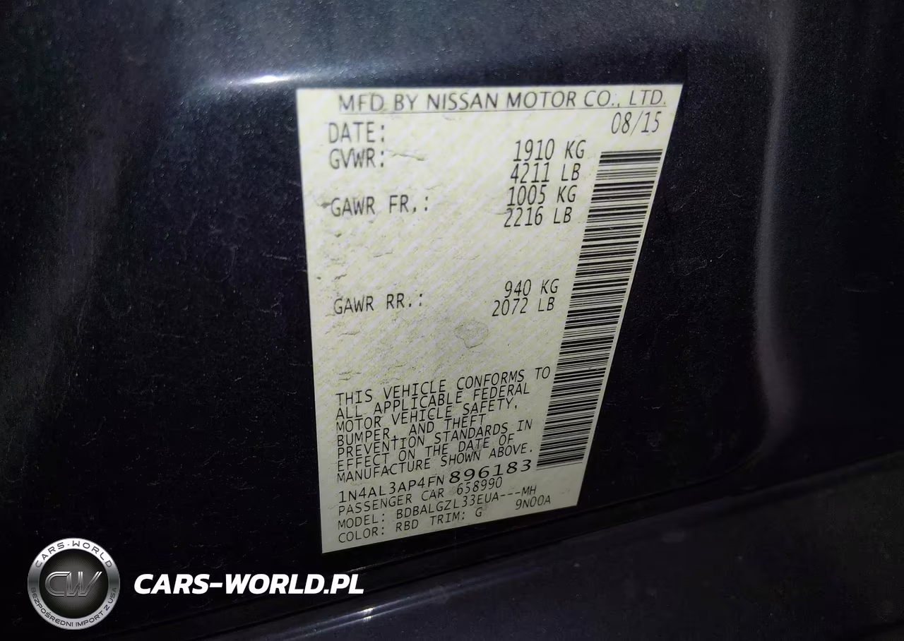 2015 Nissan Altima 2.5 S VIN:1N4AL3AP4FN896183 - 9