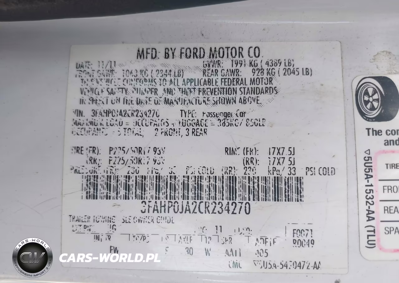 2012 Ford Fusion Sel VIN:3FAHP0JA2CR234270 - 9