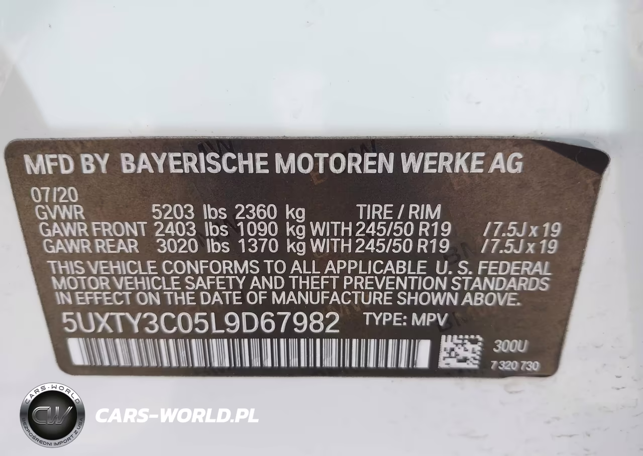 2020 BMW X3 Sdrive30I VIN:5UXTY3C05L9D67982 - 9