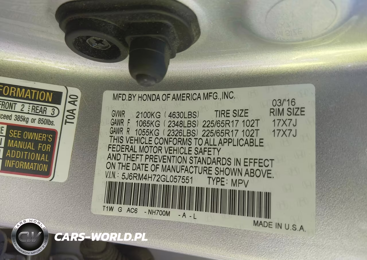 2016 Honda Cr-V Ex-L VIN:5J6RM4H72GL057551 - 9