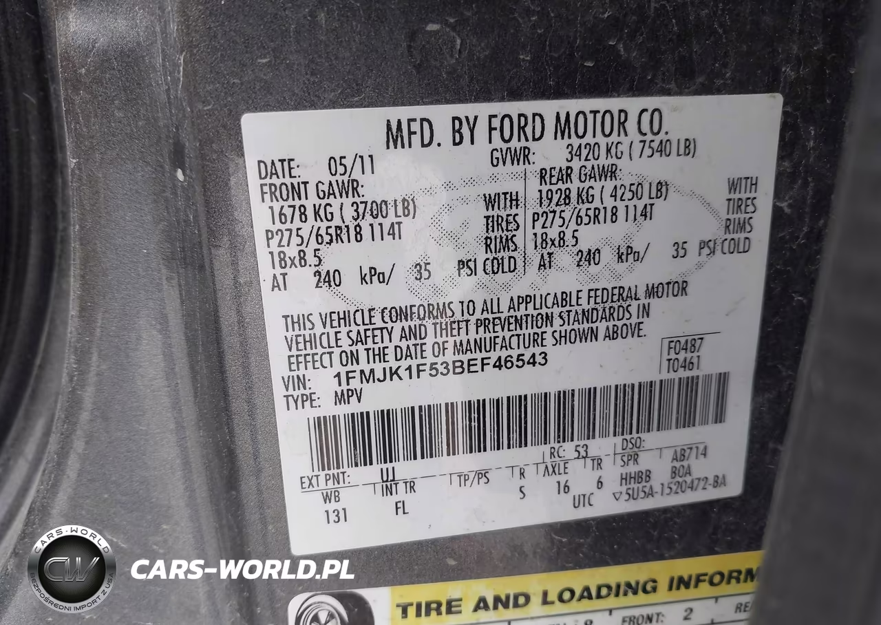2011 Ford Expedition El Xl VIN:1FMJK1F53BEF46543 - 9