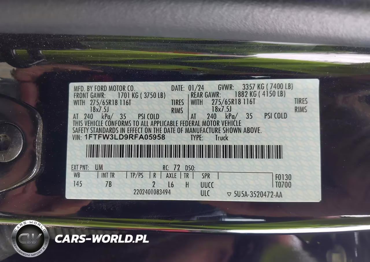 2024 Ford F-150 Xlt VIN:1FTFW3LD9RFA05958 - 9