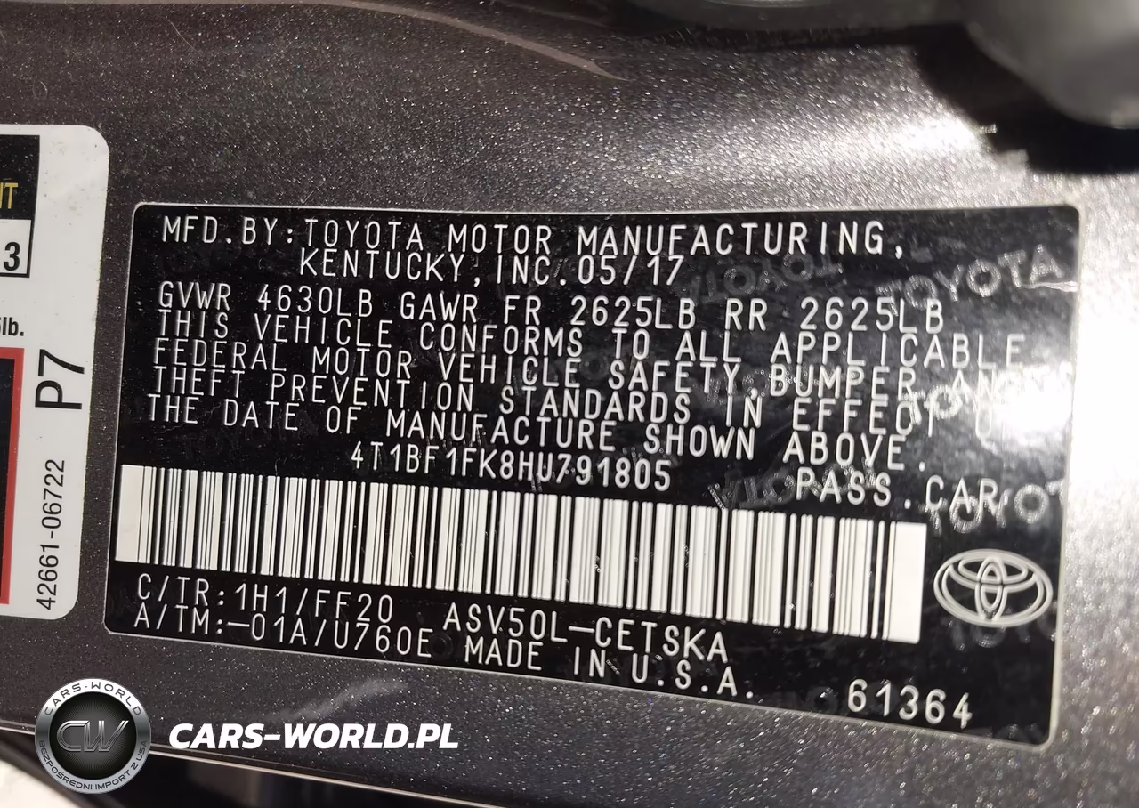 2017 Toyota Camry Se VIN:4T1BF1FK8HU791805 - 9