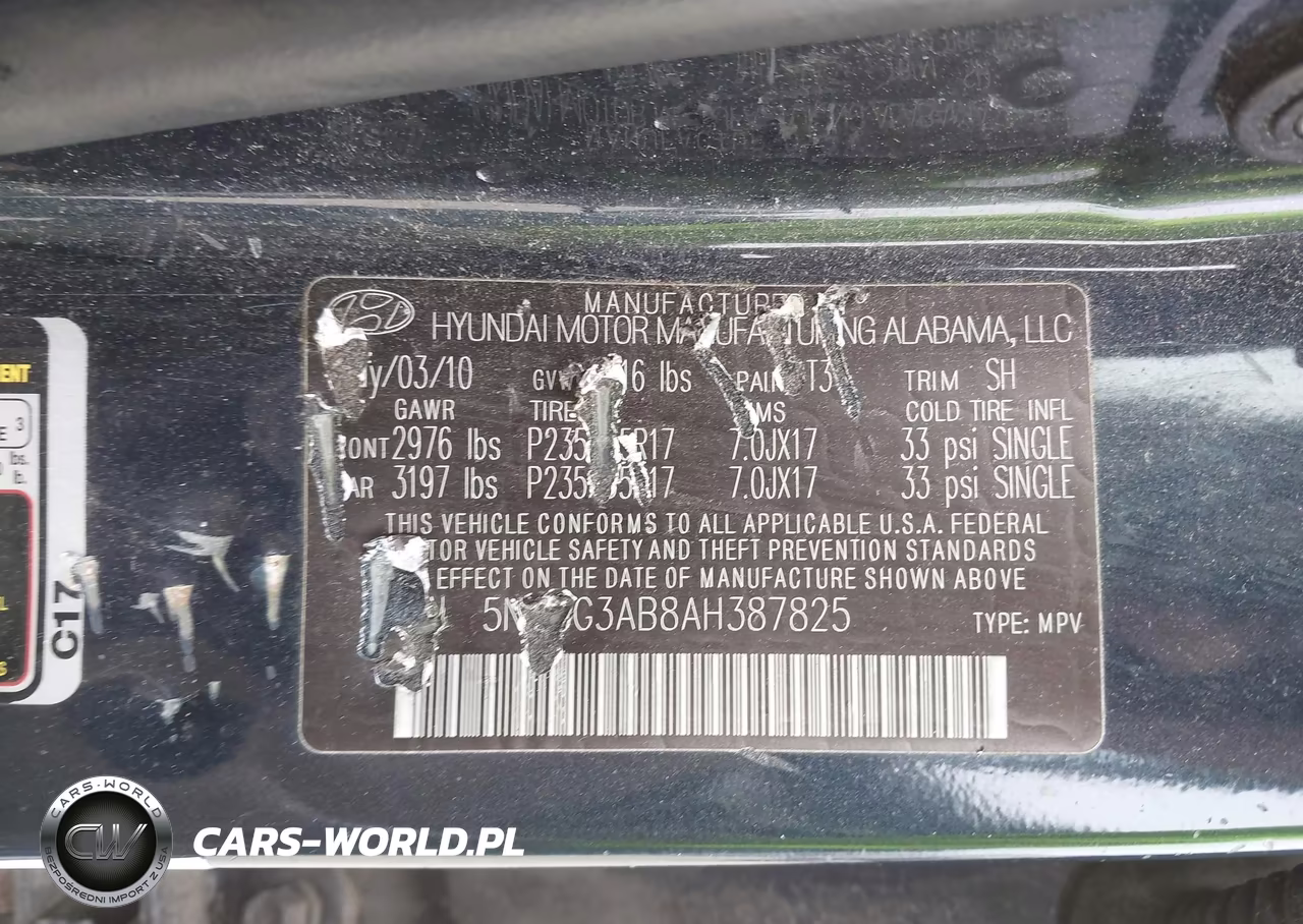 2010 Hyundai Santa Fe Gls VIN:5NMSG3AB8AH387825 - 9