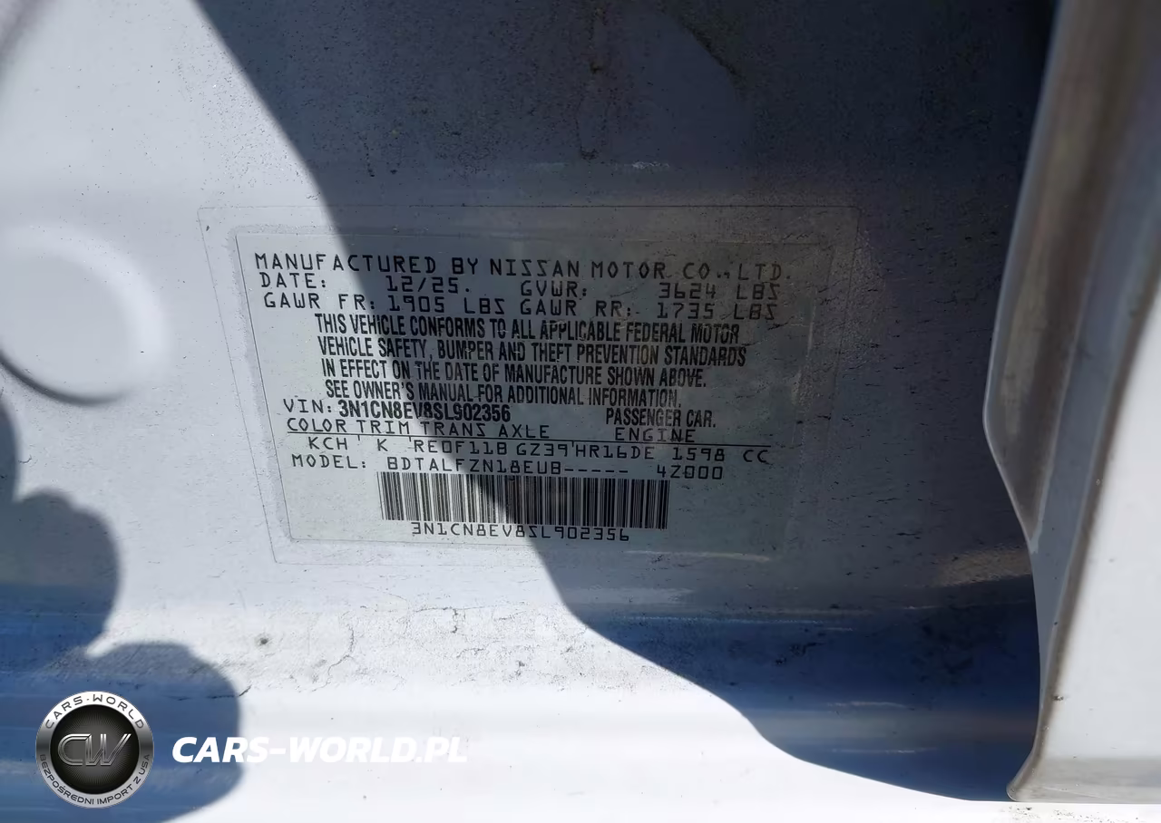 2025 Nissan Versa 1.6 Sv VIN:3N1CN8EV8SL902356 - 9