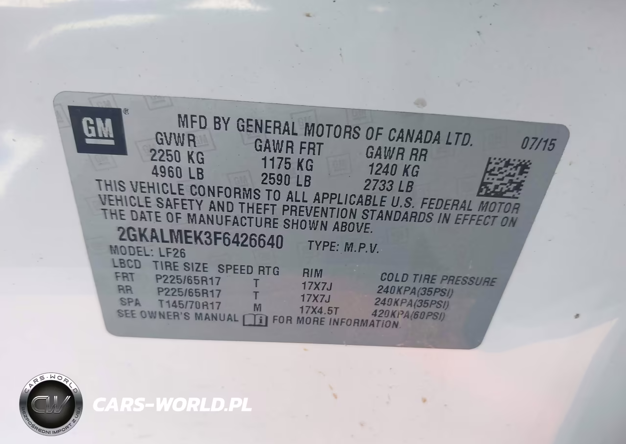2015 GMC Terrain Sle-1 VIN:2GKALMEK3F6426640 - 9