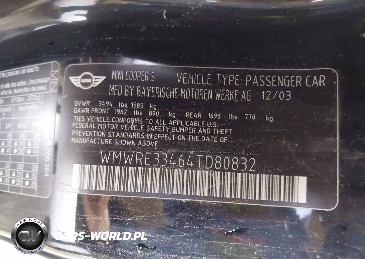 2004 Mini Cooper S VIN:WMWRE33464TD80832 - 9