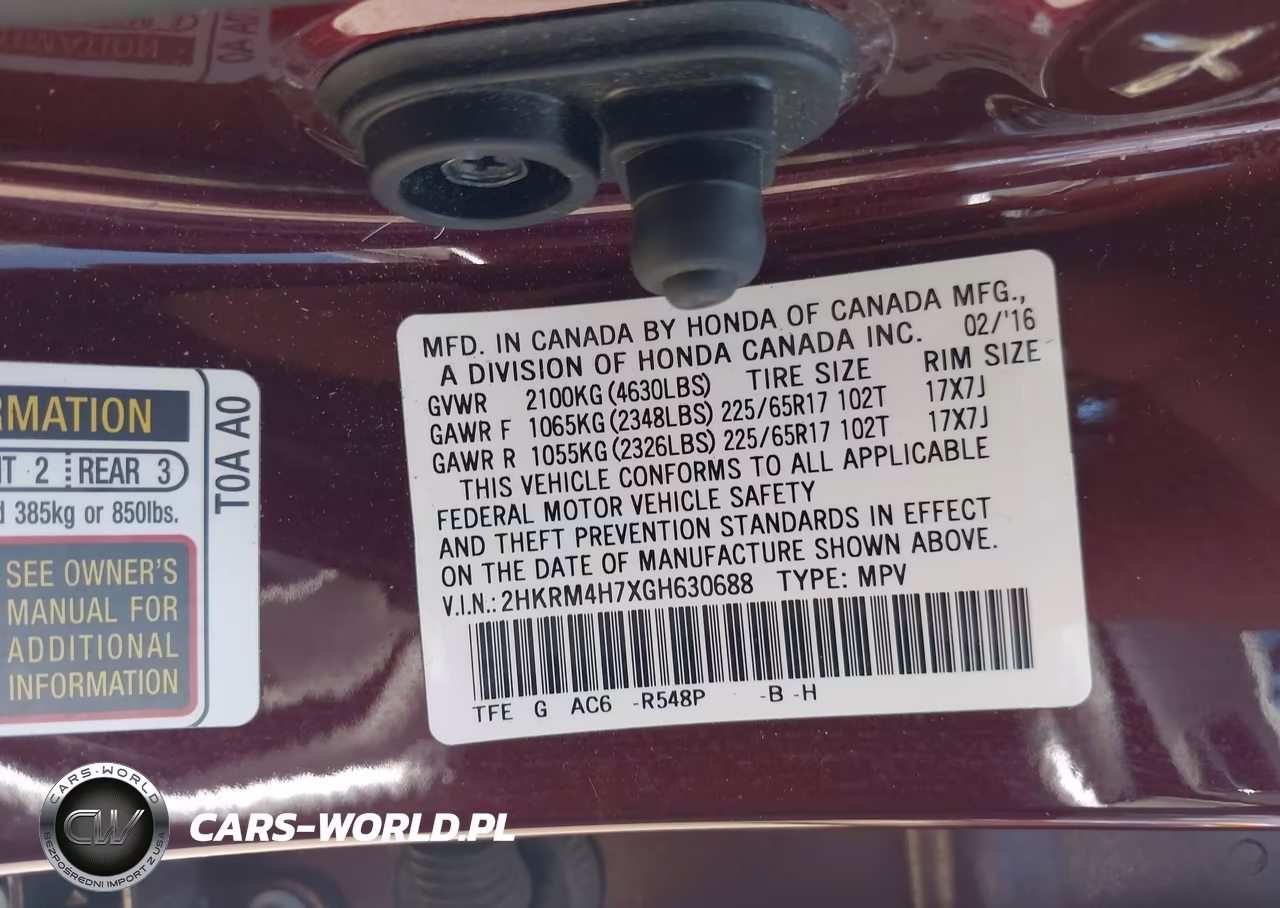 2016 Honda Cr-V Ex-L VIN:2HKRM4H7XGH630688 - 9