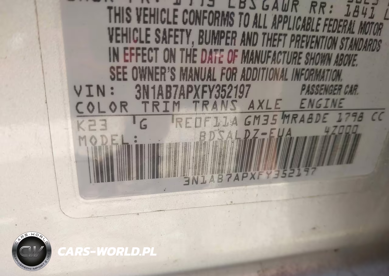 2015 Nissan Sentra Sv VIN:3N1AB7APXFY352197 - 9