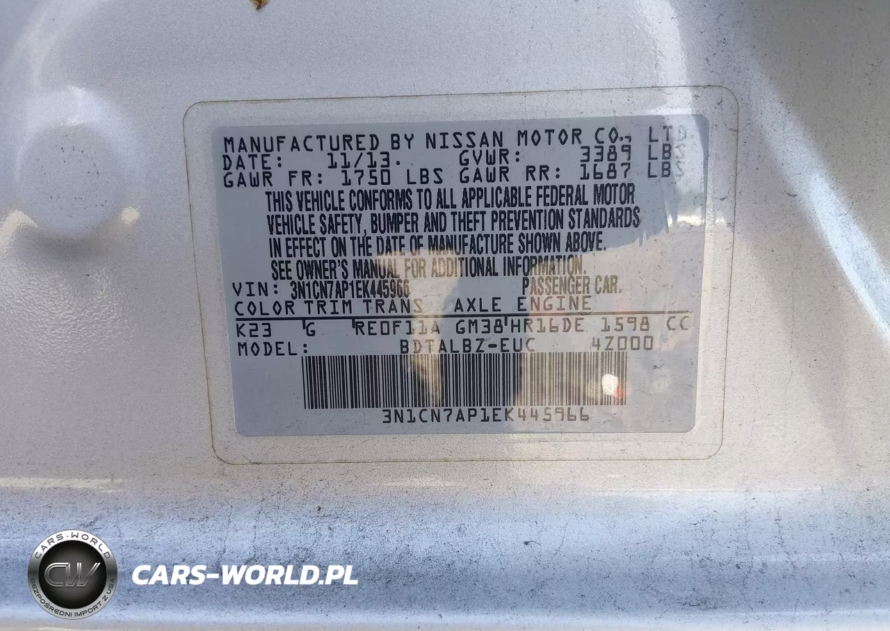 2014 Nissan Versa 1.6 Sv VIN:3N1CN7AP1EK445966 - 9