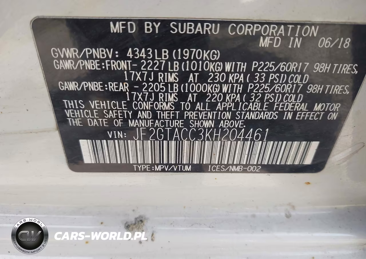 2019 Subaru Crosstrek 2.0I Premium VIN:JF2GTACC3KH204461 - 9