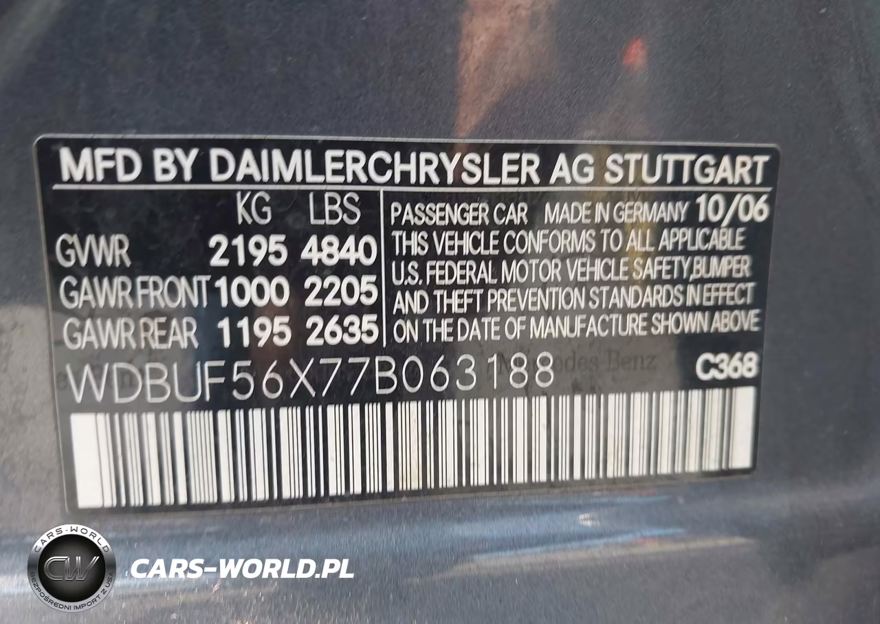 2007 Mercedes-Benz E 350 VIN:WDBUF56X77B063188 - 9