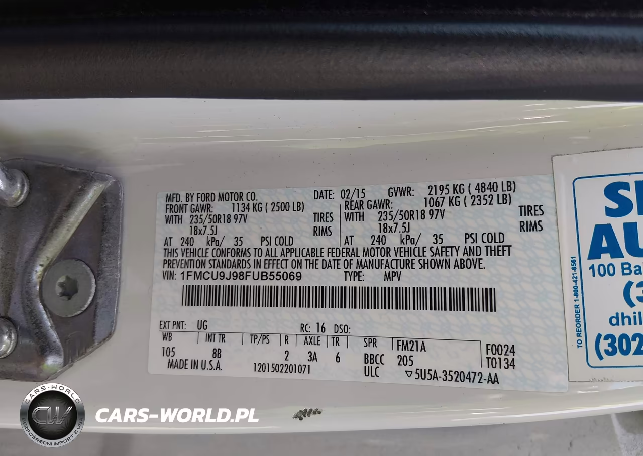 2015 Ford Escape Titanium VIN:1FMCU9J98FUB55069 - 9