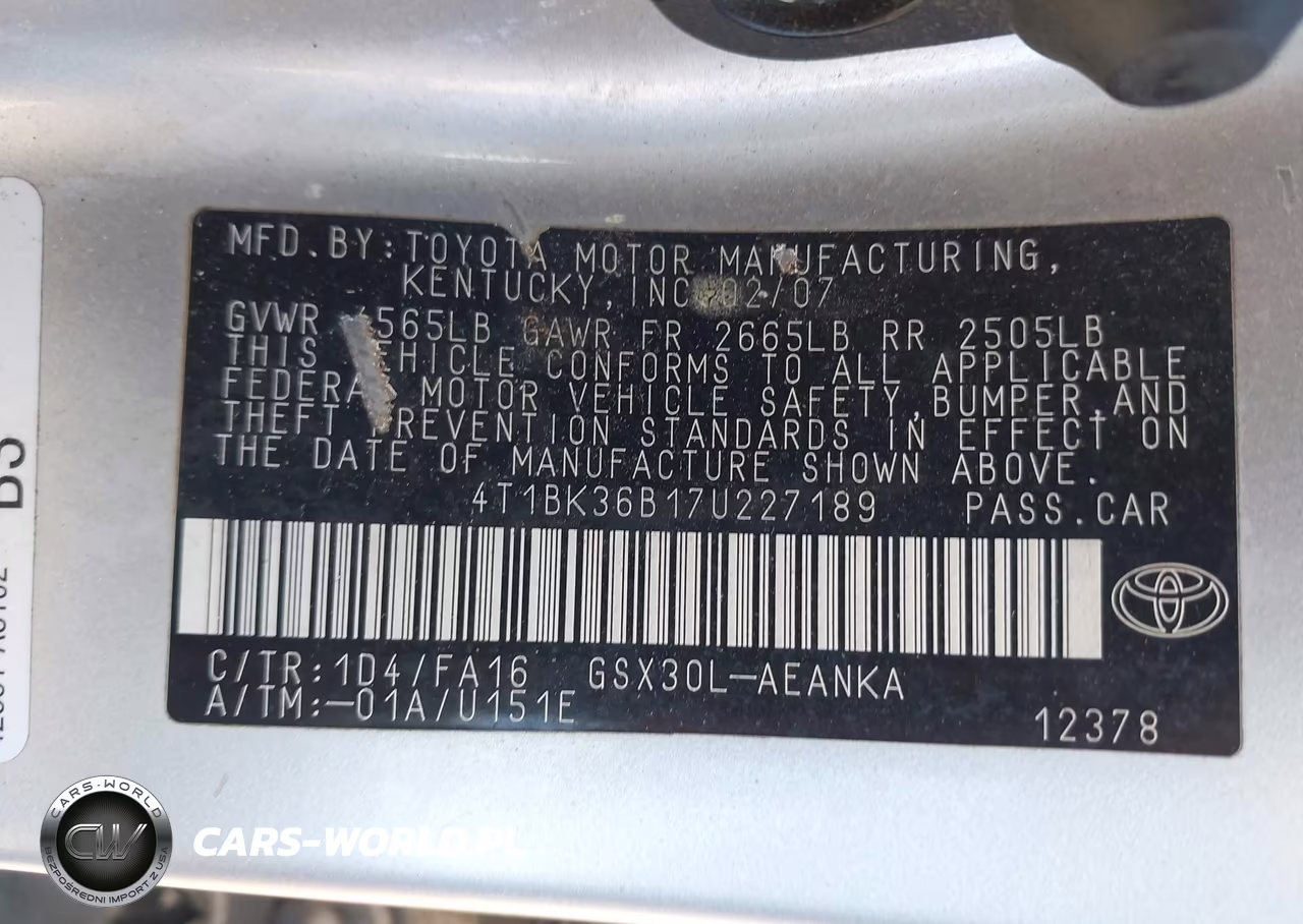 2007 Toyota Avalon Xl VIN:4T1BK36B17U227189 - 9