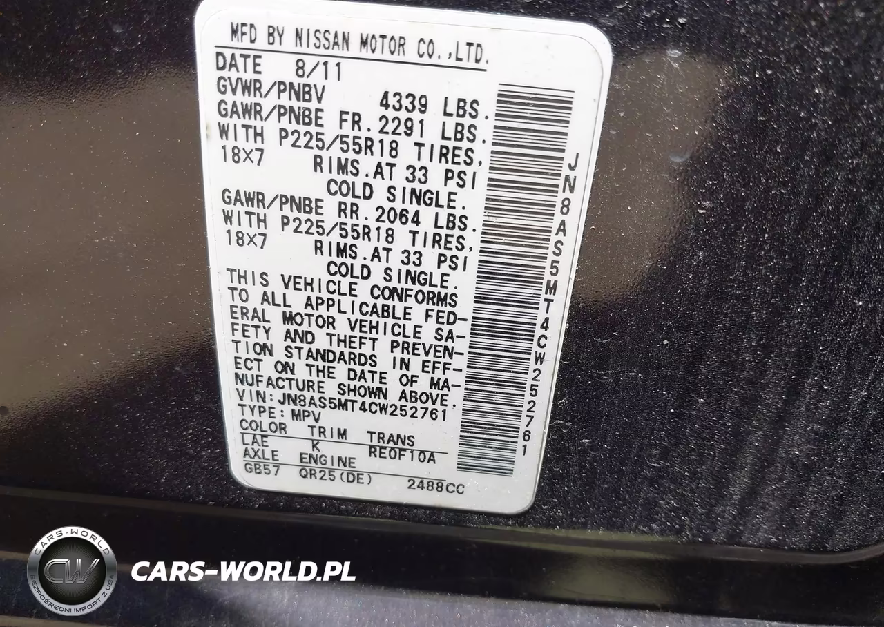 2012 Nissan Rogue Sv W-Sl Pkg VIN:JN8AS5MT4CW252761 - 9